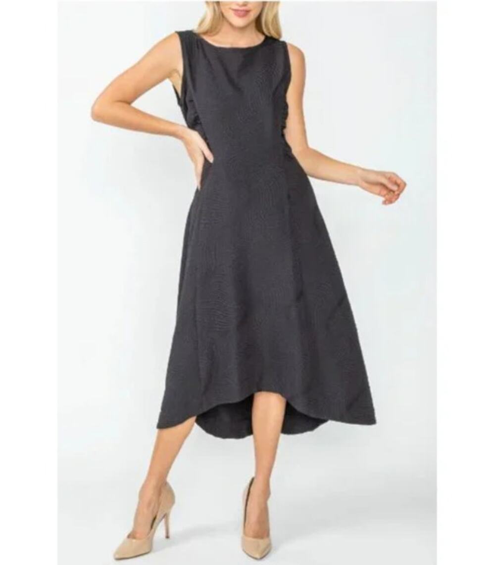IC Collection Black Fit Flare Tank Dress, Sz L -- NWT